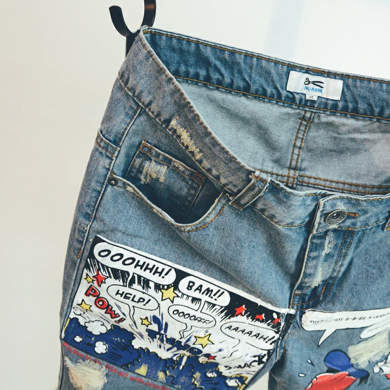 Pattern Short Jeans