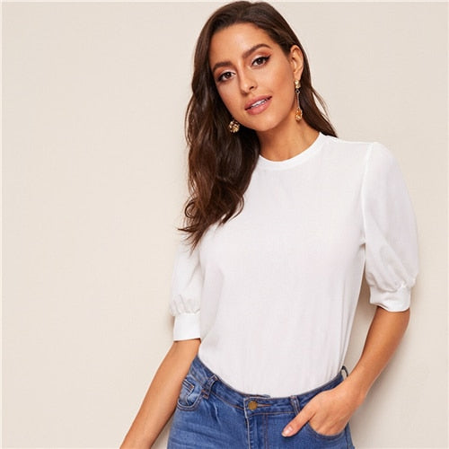 Puff Sleeve Solid Top