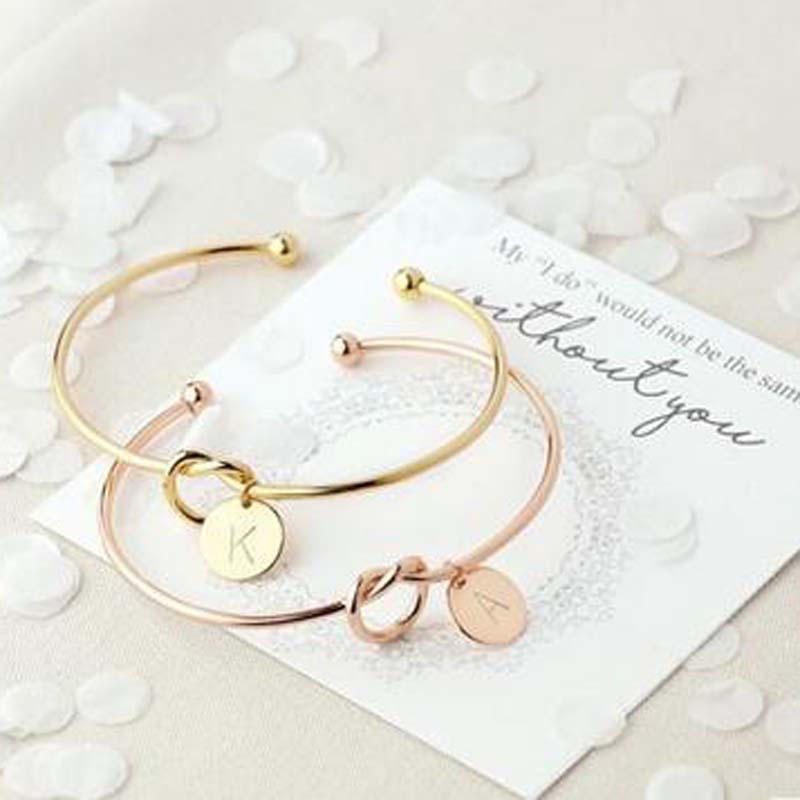 Rose Gold/Silver Alloy Letter Bracelet
