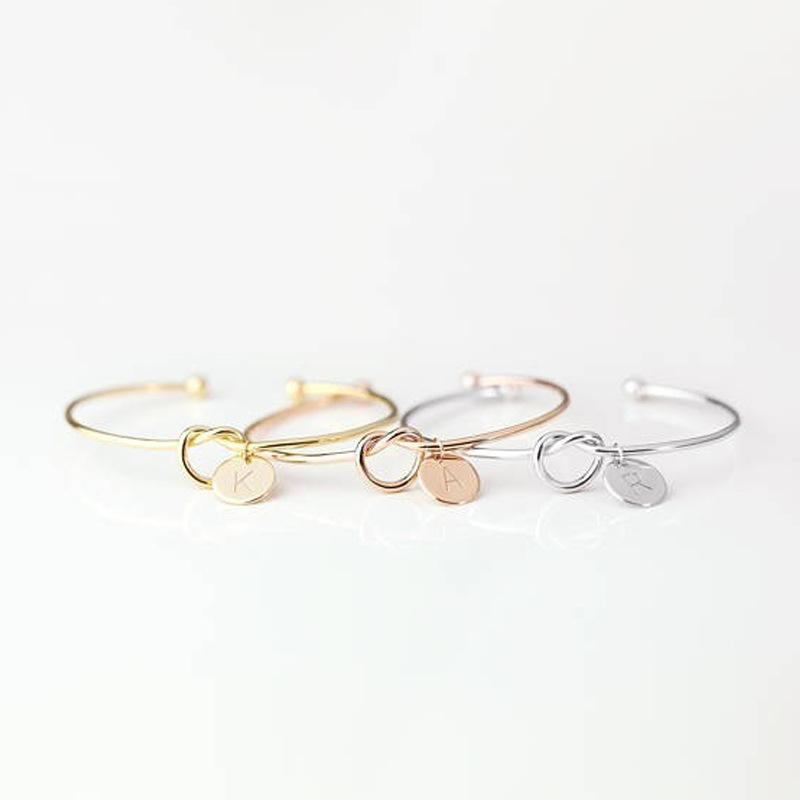 Rose Gold/Silver Alloy Letter Bracelet