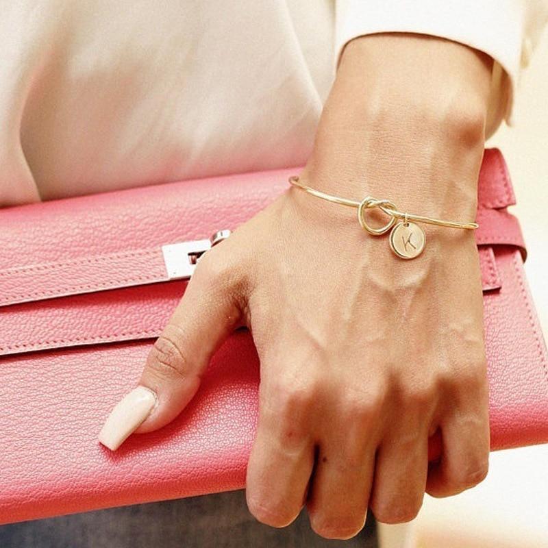 Rose Gold/Silver Alloy Letter Bracelet