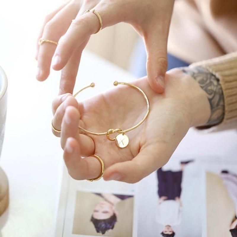 Rose Gold/Silver Alloy Letter Bracelet