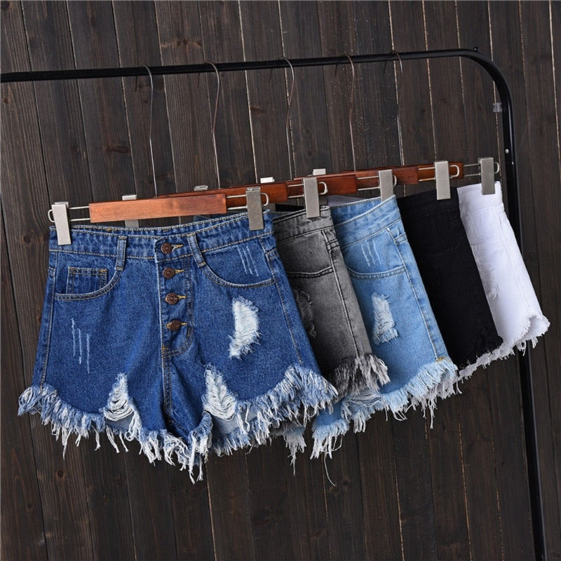 High Waist Tassel Ripped Jeans