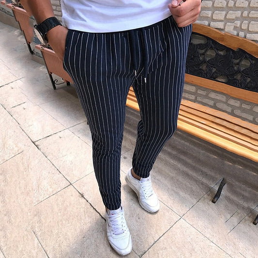 Striped Drawstring Pencil Pants