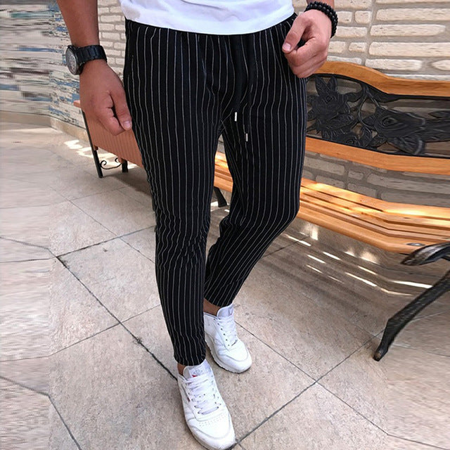 Striped Drawstring Pencil Pants