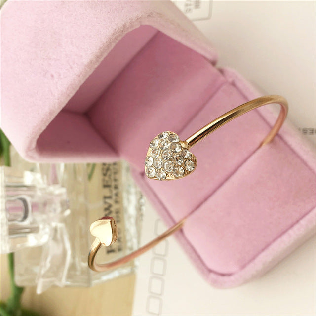 Crystal Double Heart Bow Bracelet