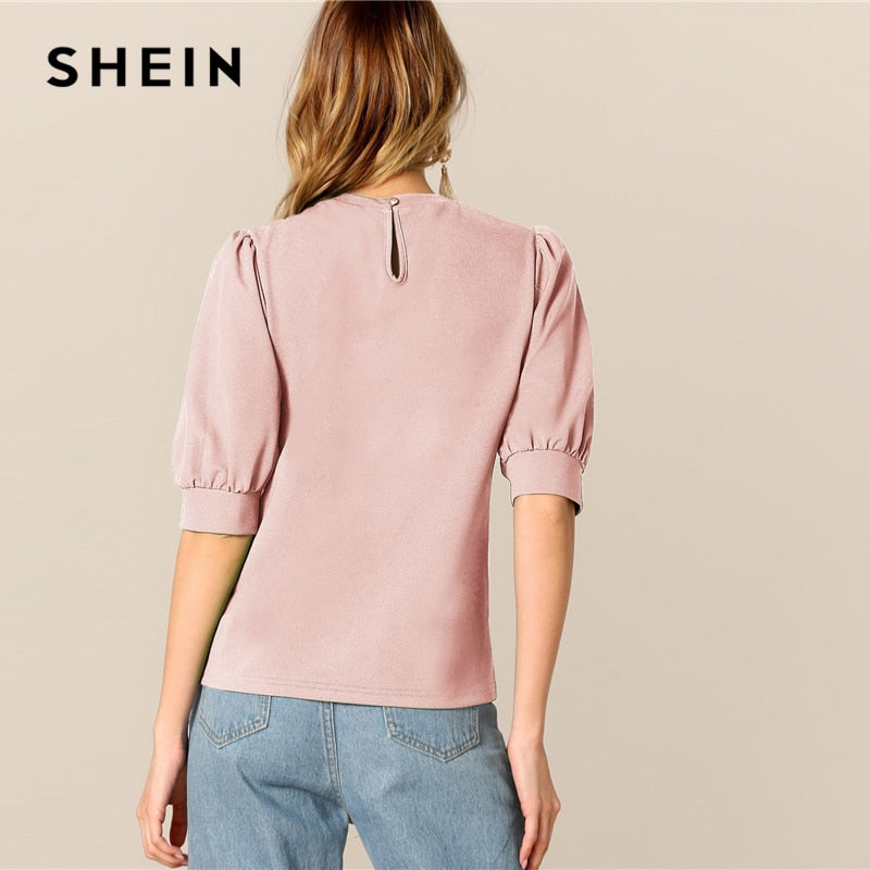 Puff Sleeve Solid Top
