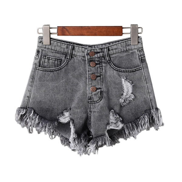 High Waist Tassel Ripped Jeans