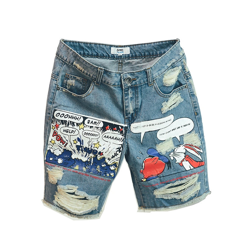 Pattern Short Jeans