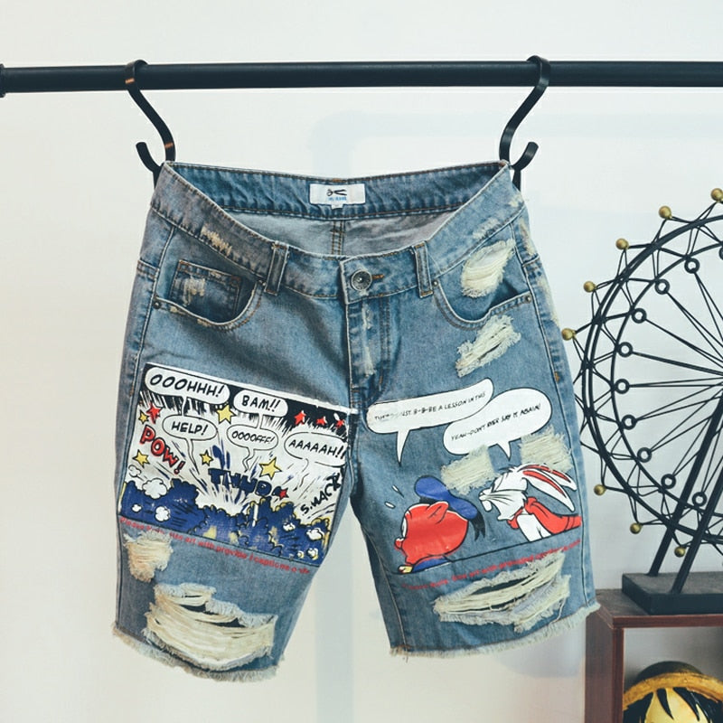 Pattern Short Jeans