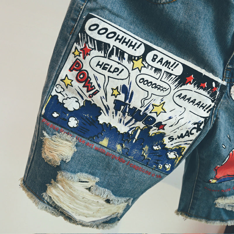 Pattern Short Jeans