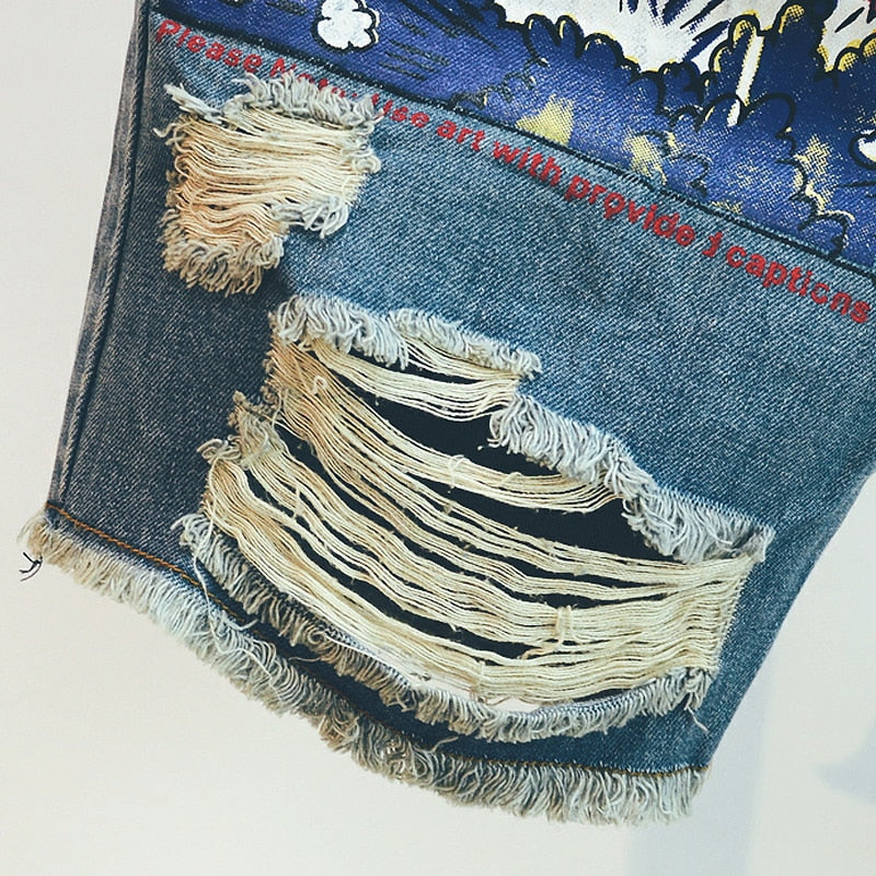 Pattern Short Jeans